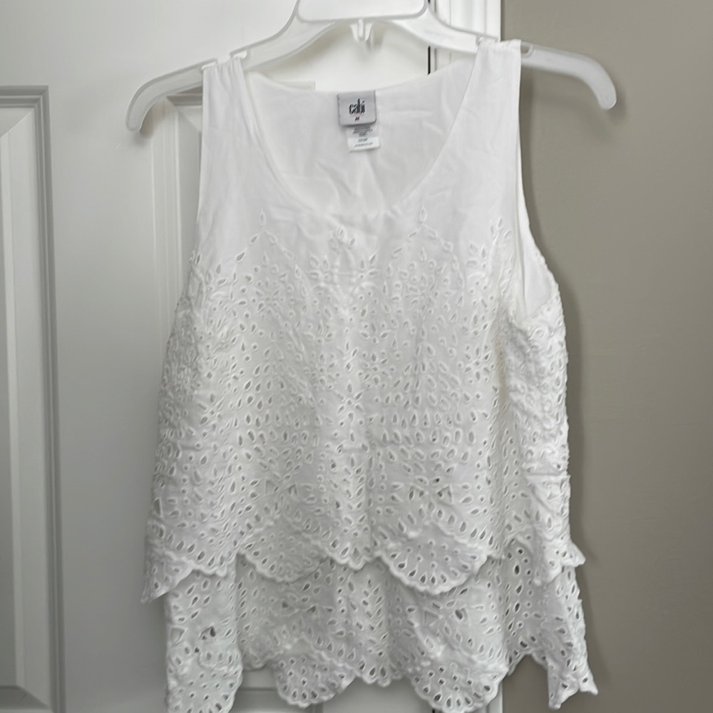 White lace top. CAbi size medium